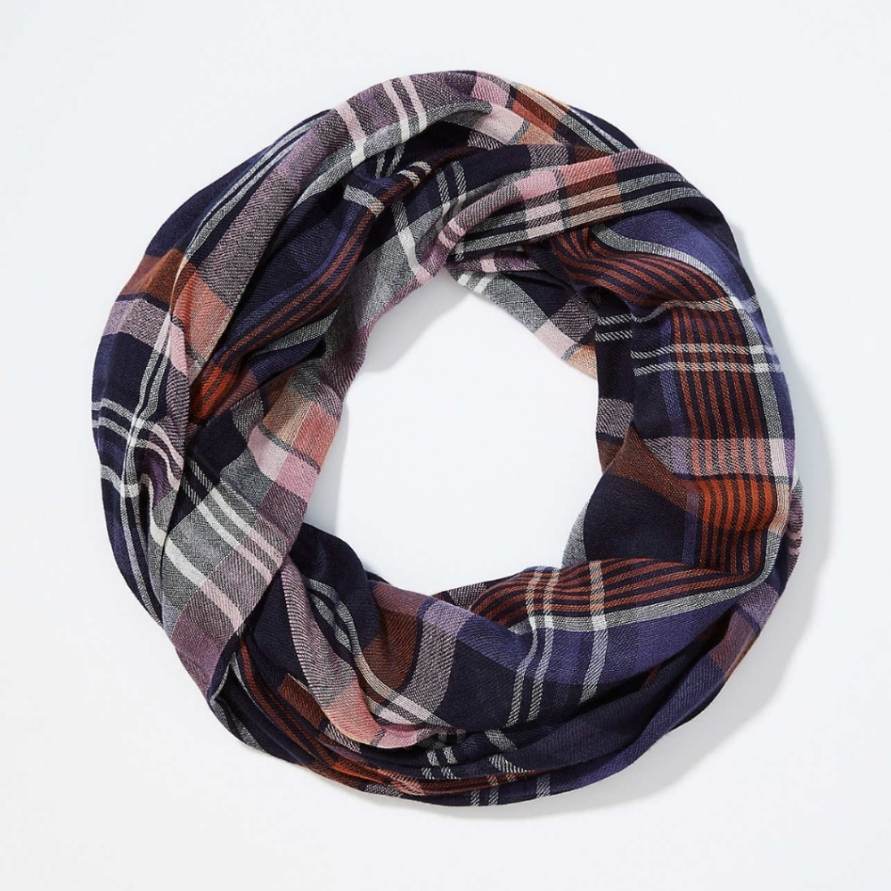 LOFT Plaid Infinity Scarf NWT